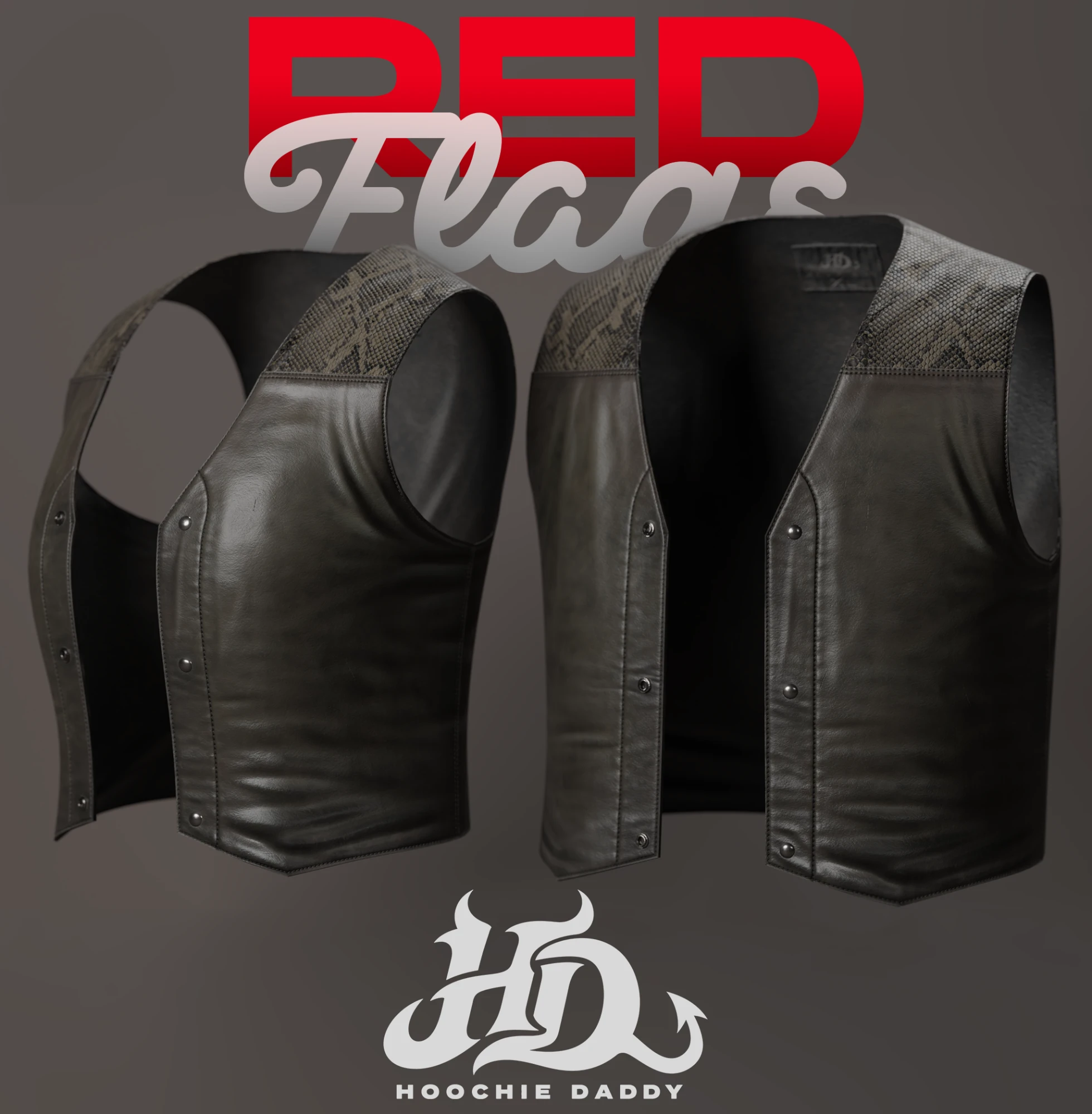His and Hers Red Flags: female and male vests with snakeskin yoke, Hoochie Daddy cover art