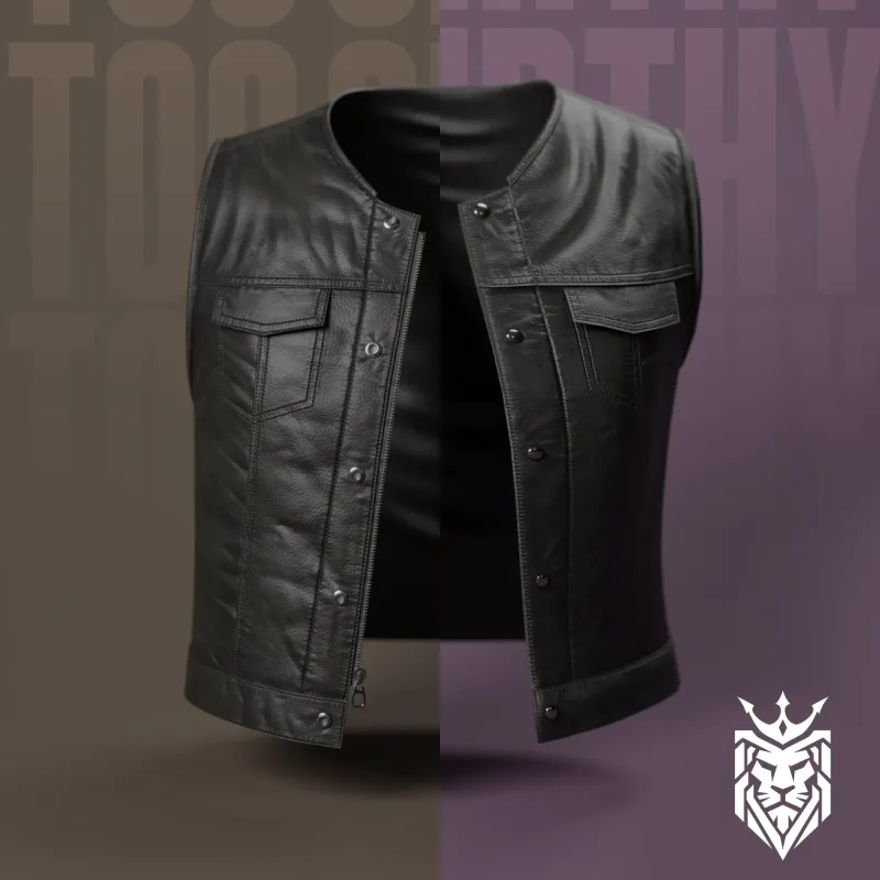 Too Girthy His and Hers: male and female club vests side by side with chest pockets
